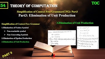 Elimination of Unit Production| Part 3| Simplification of Context Free Grammar(CFG) |TOC | Lect 54