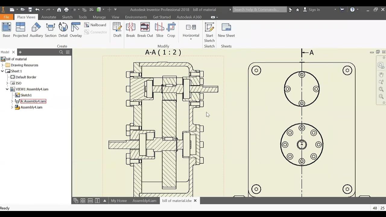 Assembly Drawing with Sectioning Breakout YouTube