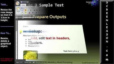 ECDL/ICDL Word-Processing Revision How To Study Guide Sample Test Question