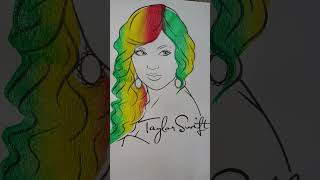 Taylor Swift Coloring Page Hair paint with roller and glitter #shorts