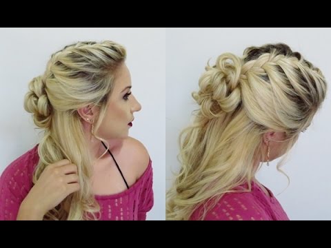 Penteado Semi Preso Com Trança Por Priscila Barbosa - Youtube