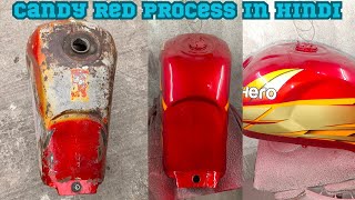 Fuel tank restored in candy red paint (Hindi) @(autocarez)