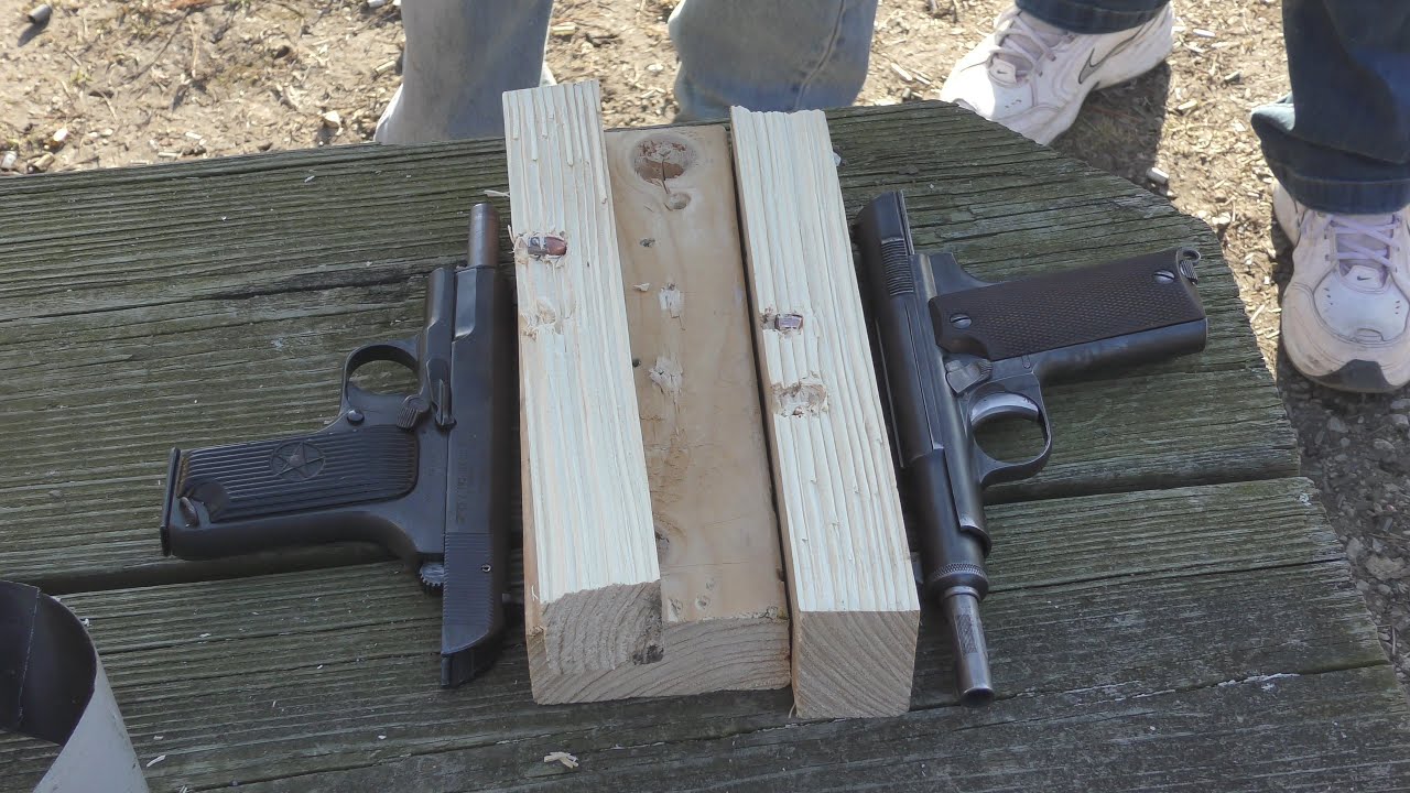 9mm vs 7 62x25 shot into 2x4 s youtube