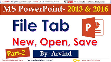 2 MS PowerPoint 2013/2016- File Tab- Backstage View, New Presentation, in Hindi By Arvind