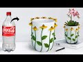 Plastic bottle flower vase || Flower vase making with cement || Best out of waste