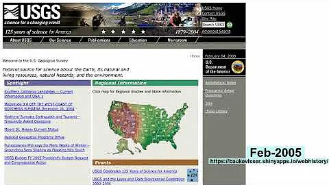 webhistory of usgs.gov