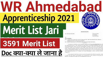 Western Railway Apprentice Merit List 2021| WR Ahmedabad merit list 2021 | Ahmedabad apprentice list