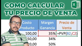 Como calcular en #Excel el #PRECIO DE #VENTA incluido tu #MARGEN DE UTILIDAD ya sea #FIJO o VARIABLE