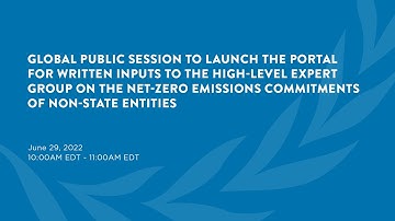 Global public session with the Expert Group on Net-Zero Emissions Commitments of Non-State Entities
