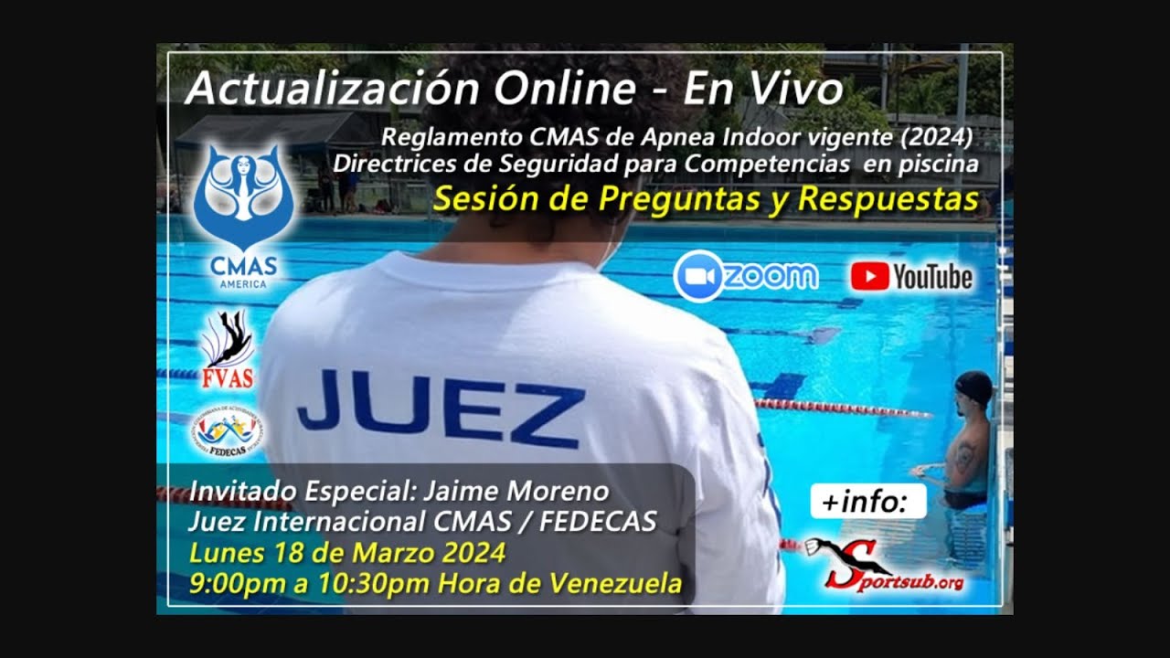 Actualización Online Reglamentos de Apnea en piscina CMAS 2024 YouTube
