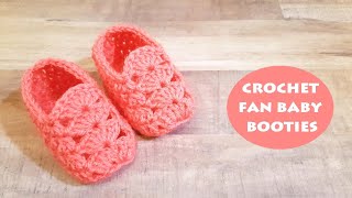 How to crochet fan stitch baby booties? | Crochet With Samra