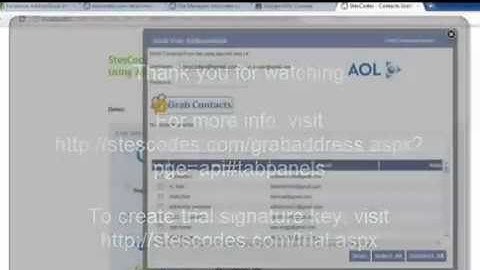 StesCodes AddressBook Importer API Gmail, Yahoo, Windows Live, AOL, Outlook and more..