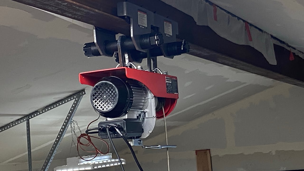 Harbor Freight hoist on beam trollies YouTube