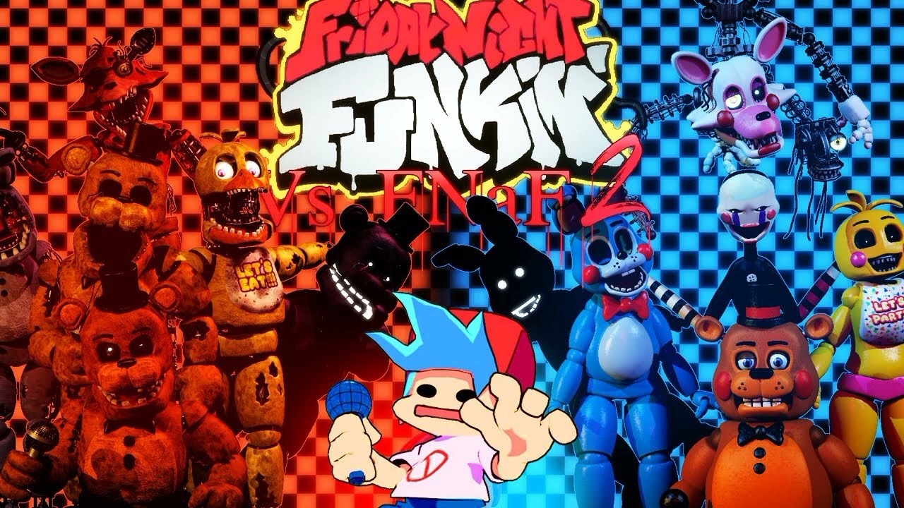 Фнаф 1 против фнаф. ФНФ ФНАФ 2. FNF vs FNAF. Против ФНАФ. ФНАФ против ФНАФ.