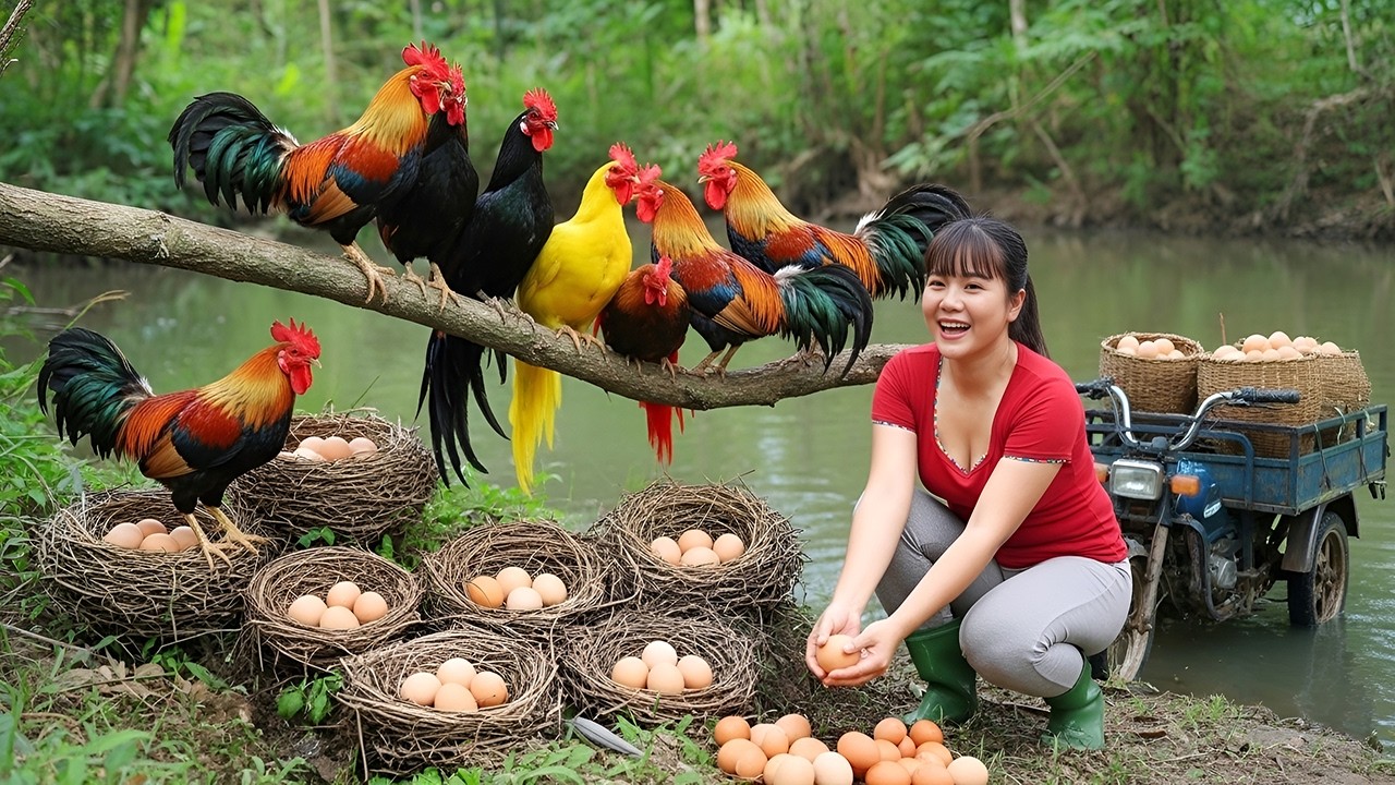 REWIND TIMELAPSE – Harvesting Tons of Chicken Eggs From Nests to Countryside Market