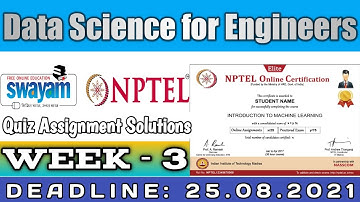 Nptel Data Science For Engineers Week 3 Quiz Answers 2021 |Data Science For Engineers Week 3 Answers