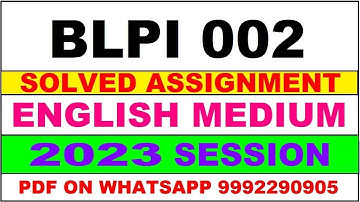 blpi 002 solved assignment 2023 | blpi 2 solved assignment in english 2024 | blpi 2 2024