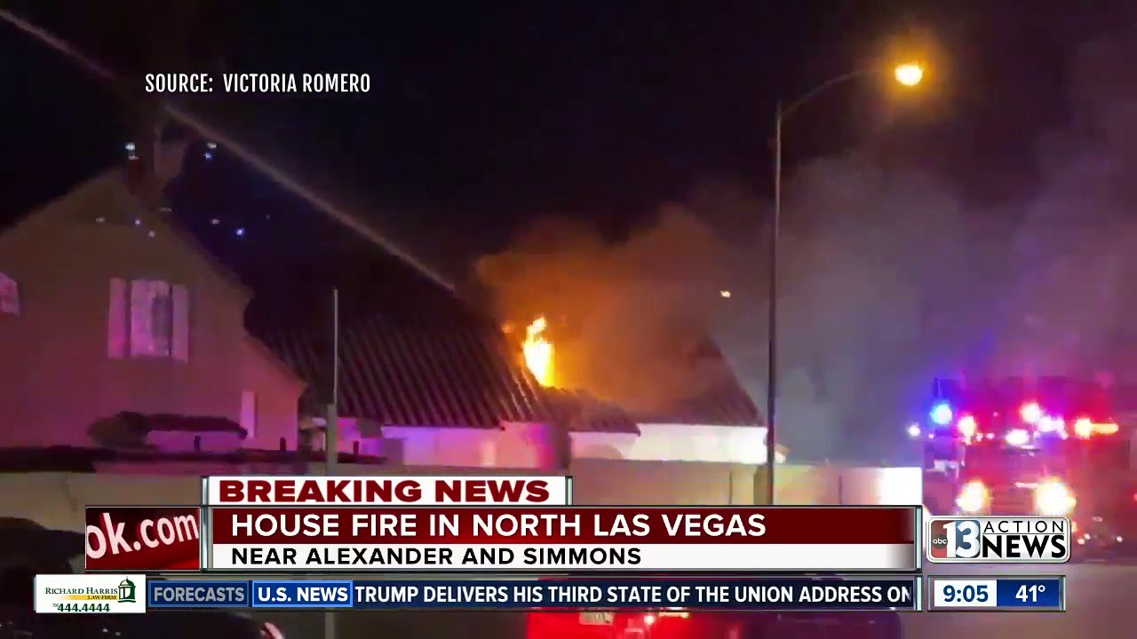 Firefighters respond to house fire in North Las Vegas - YouTube