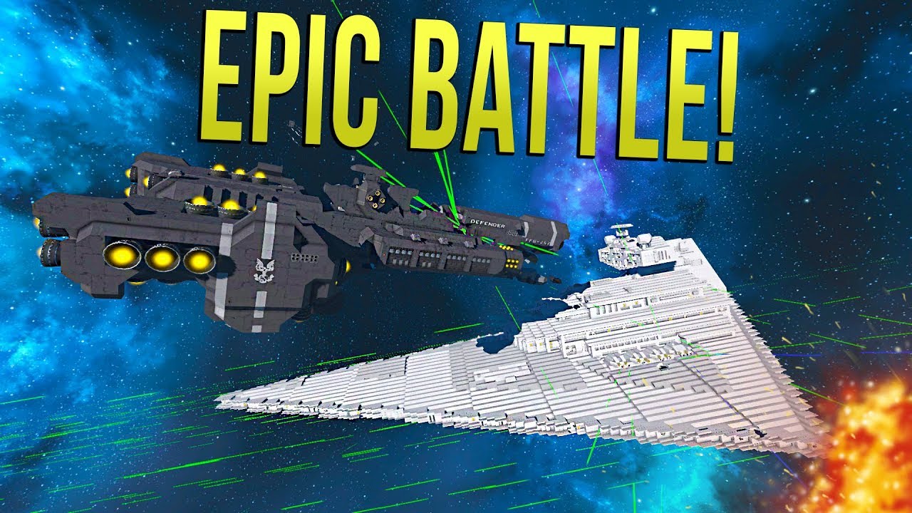 UNSC FRIGATE vs IMPERIAL STAR DESTROYER - Space Engineers - EPIC BATTLE ...
