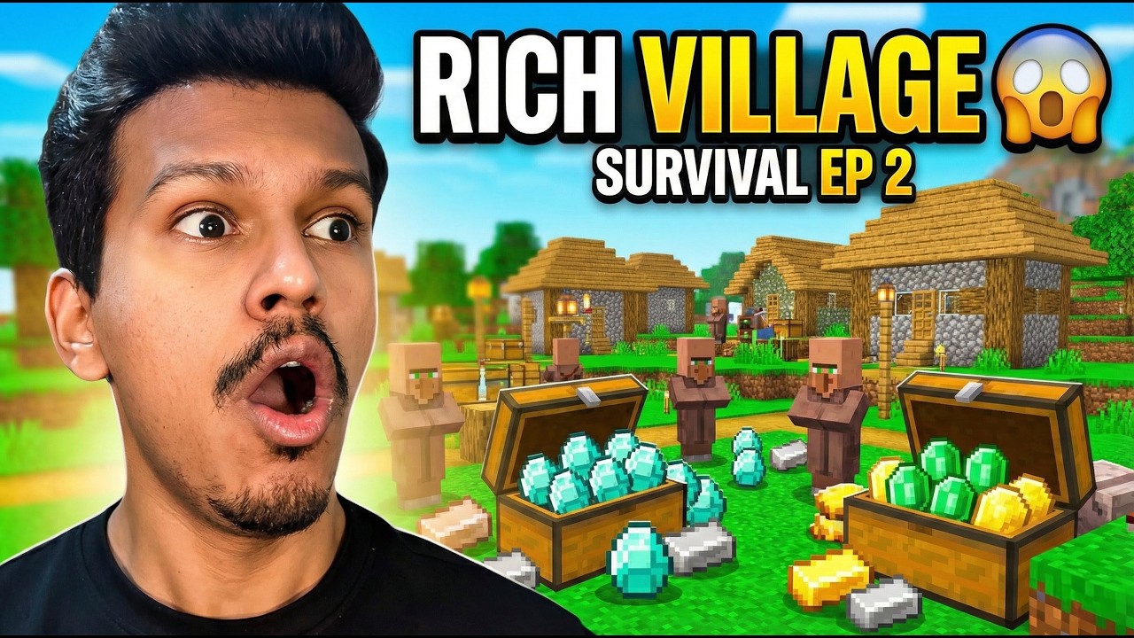 Minecraft Survival EP 2 | Mil Gaya RICH Village 😱 | Hindi - YouTube