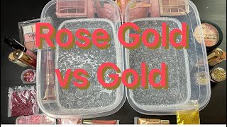 Rose gold vs Gold~ Mixing makeup and glitter into slime~ Playing with slime