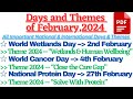 Days and Themes in February 2024 | Important Days with Themes of February | Important Days of 2024 | Mp3 Song