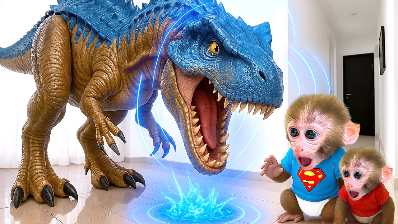 ลิงบอนบอนผู้ฉลาดช่วยลูกเป็ดจากไดโนเสาร์และนำขนมสายรุ้งไปด้วย