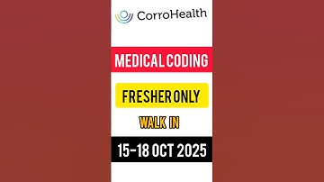 medical Coding Jobs For Freshers #medicalcodingjobs #freshersjob #walkindrive