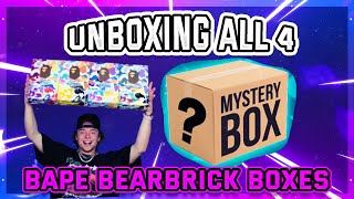 UNBOXING ALL 4 BAPE BEARBRICK BOXES in the 28th Anniversary Set!