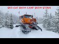 Winter storm snow camping with a tucker sno cat