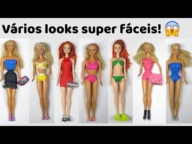 DIY roupas e biquínis para boneca Barbie (SEM COLA OU COSTURA) com bexigas/  balões