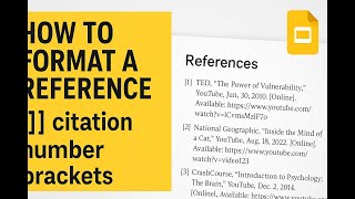 How to format a reference with [ ] citation number brackets in Google Slides