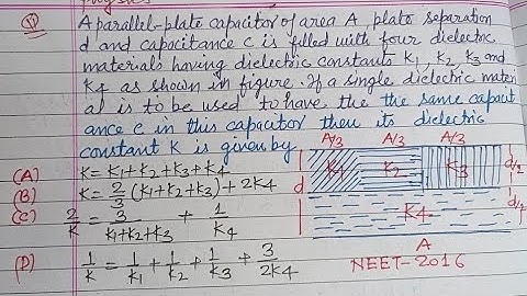 A parallel plate capacitor of area A plate separation d and capacitance C.. | neet physics