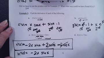Calculus Topic 2.8 notes Product Rule