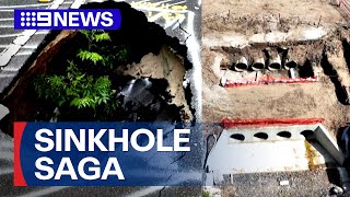 Residents furious as sinkhole that opened in 2022 remains | 9 News Australia