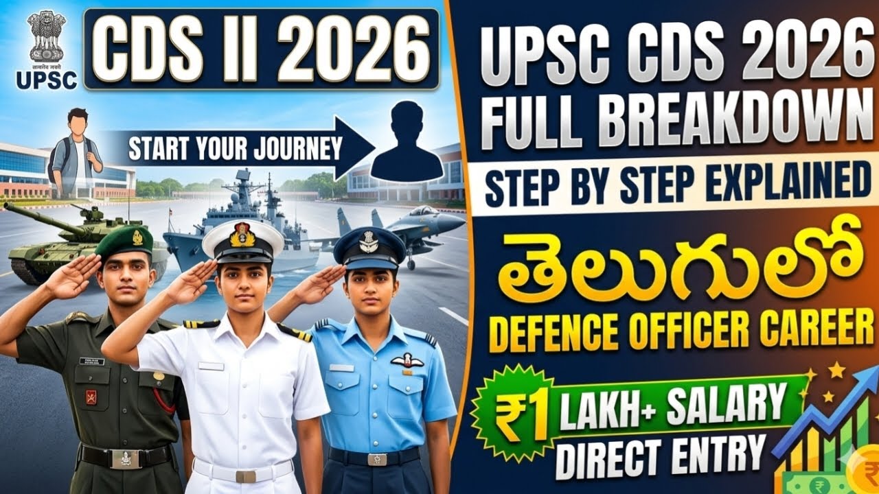 UPSC CDS 2026 Full Breakdown తెలుగులో | Defence Officer Career Step by ...