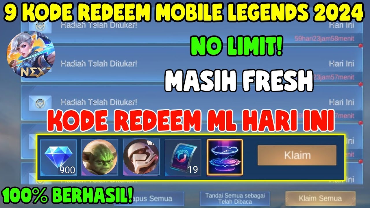 NO LIMIT! 9 KODE REDEEM ML HARI INI KODE REDEEM MOBILE LEGENDS KODE ...