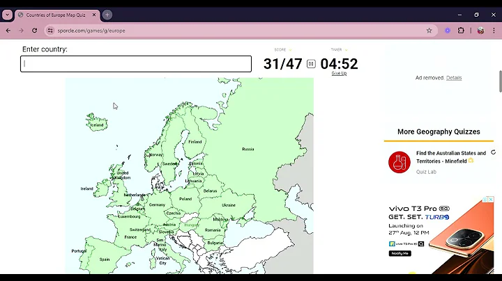 Countries of Europe Map Quiz| Its geography|