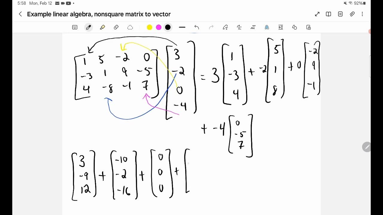 Daily Linear Algebra: Non-square matrix to vector multiplication 1 ...
