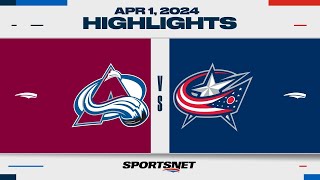 NHL Highlights | Avalanche vs. Blue Jackets - April 1, 2024
