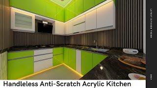 Modular Kitchen Design in Green | 3d drawing | Kitchen Inspiration Video | Kitchen Karigari #shorts