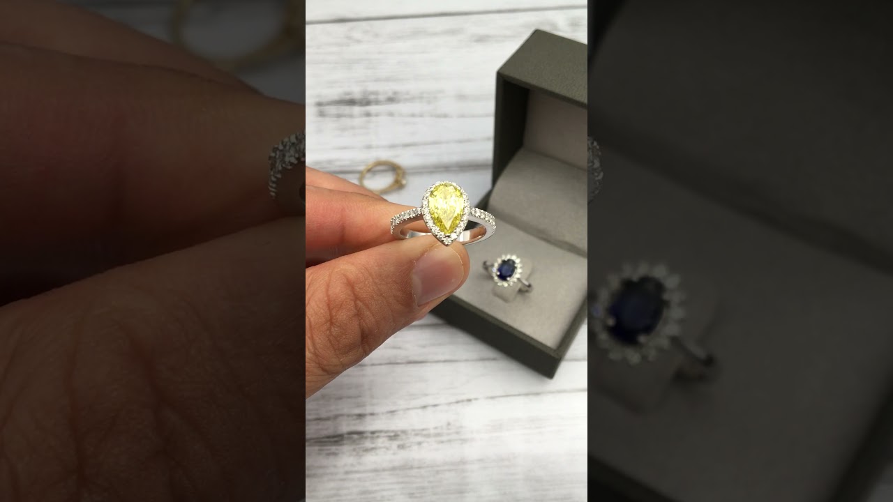 Fancy Yellow Pear Shape Diamond Engagement Ring