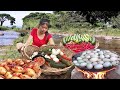 Healthy food cooking fresh vegetables and yummy with eggs in jungle lisacooking2