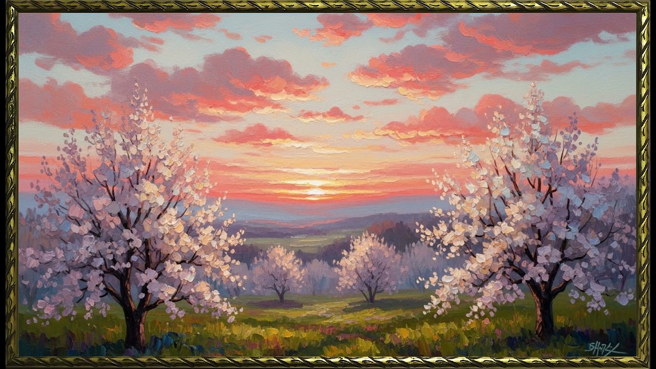 Soft Blossoms Beneath Quiet Skies| Dreamy Spring Floral Art for Frame TV | 4K Screensaver