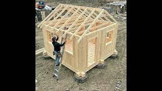 Timelapse helping old man build a cozy house