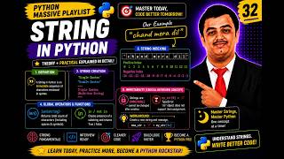 Python Video 32 string🐍 Python Strings Explained 🚀 | Indexing, Immutability, len(), in, not in
