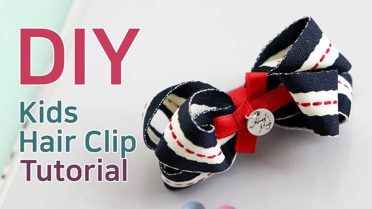 리본공예/DIY/How To Make A Stripe Ribbon Hair Clip/easy tutorial/리본공예/귀여운