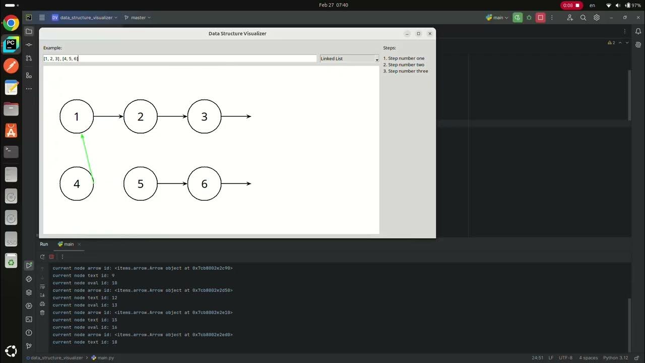 Data Structure Visualizer development. Dragging and dropping pointer ...