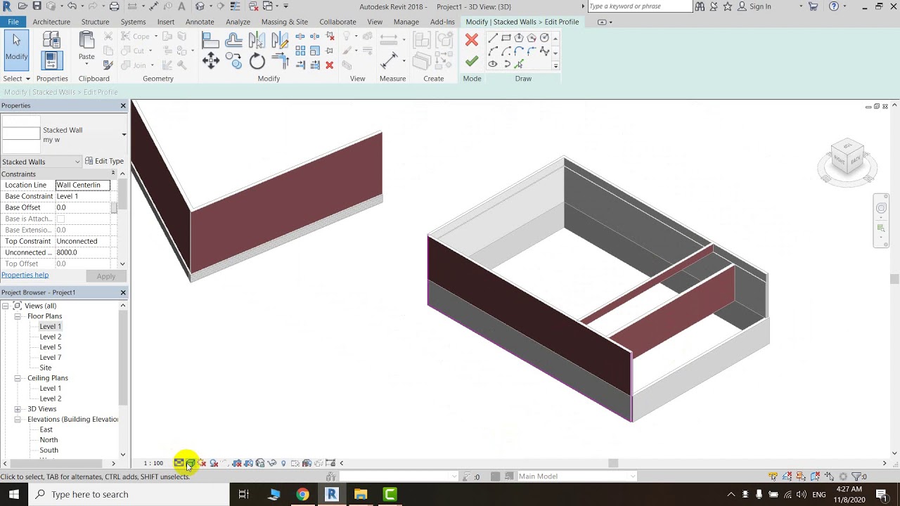 17 Stacked wall, wall sweeps and reveals Revit YouTube