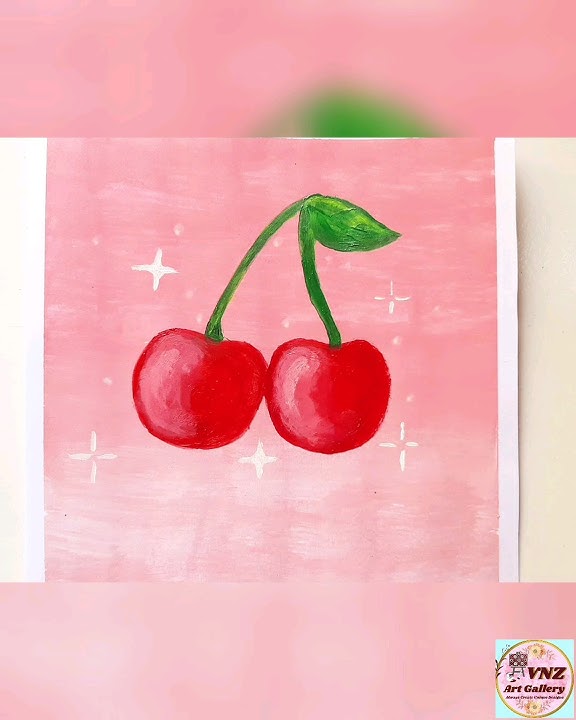 How to Paint Cherries🍒 / cherry painting #shorts #art #paintaing #trending #artist